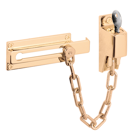 PRIME-LINE Keyed Chain Door Guard, Brite Brass Finish U 9912